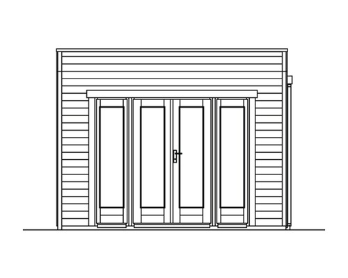 Illustration d''un abri de jardin avec porte double.