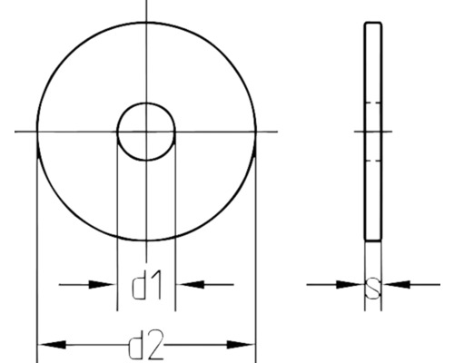 Dessin technique d''une rondelle avec indication des dimensions.
