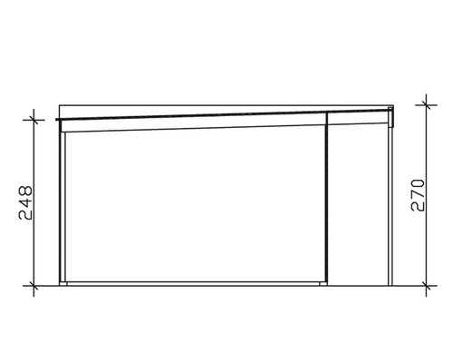 Dessin technique d''une remise de jardin avec indication des hauteurs