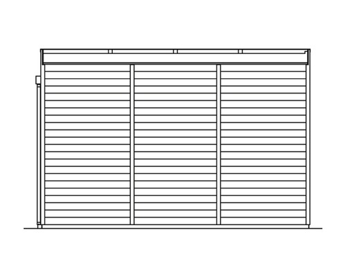 Vue extérieure d''un abri de jardin avec bardage horizontal en bois