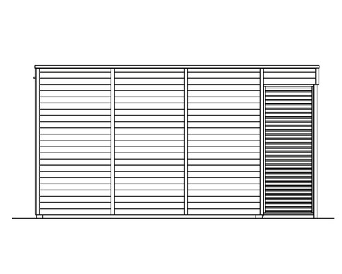 Illustration d''un abri de jardin avec porte à lamelles