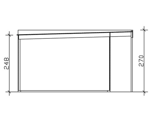 Schéma d''un abri de jardin avec dimensions 248 cm et 270 cm