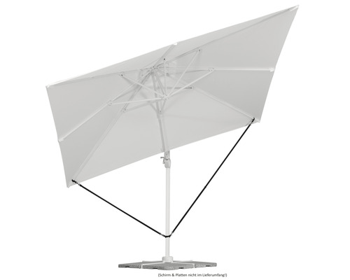Parasol rectangulaire avec mât central et pied de parasol