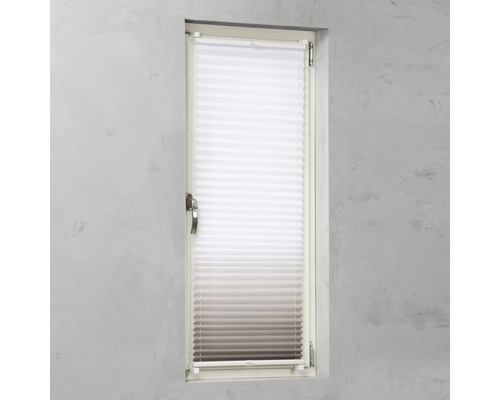 Store plissé Soluna avec guidage latéral, dégradé de couleurs blanc/gris foncé, 45x130 cm