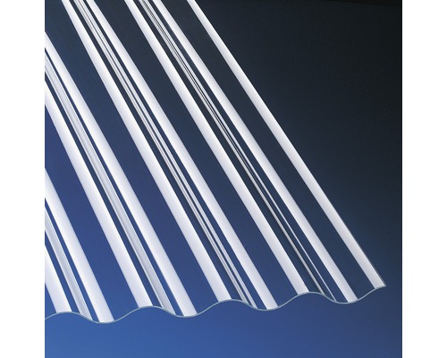 Plaque ondulée Gutta acrylique sinus 76/18 transparente résistante aux chocs 3000 x 1045 x 3 mm