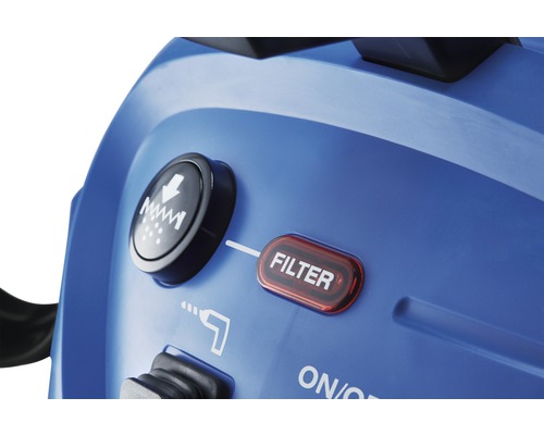 Detailansicht einer Nass-Trockensauger-Steuerung mit Filteranzeige