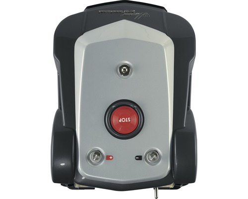 Vue de dessus d''un robot de tonte avec bouton d''arrêt