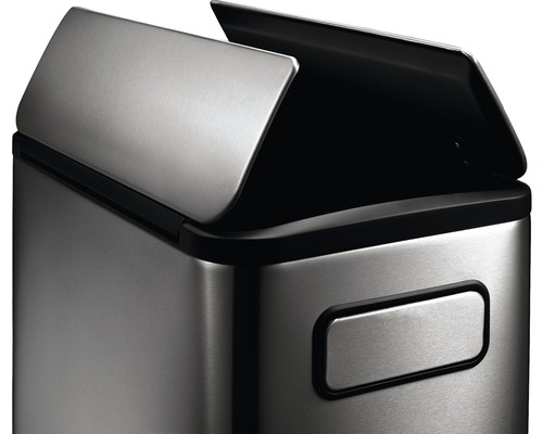 Poubelle en acier inoxydable avec couvercle ouvert