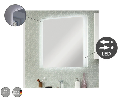 Miroir de salle de bain carré avec éclairage LED