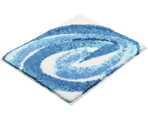 Tapis de bain carré avec motif tourbillonnant bleu