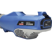 Vue détaillée d''un souffleur de feuilles Hyundai avec batterie lithium-ion 58 volts