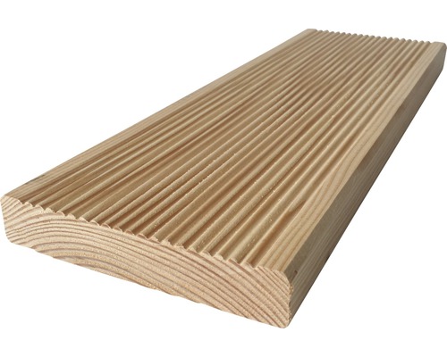 Lame de terrasse en bois avec profil rainuré