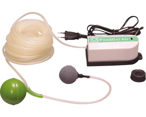 PondOxi Air Teichbelüfter Set mit Luftpumpe, Luftschlauch, Ausströmerstein und Rückschlagventil zur Teichbelüftung