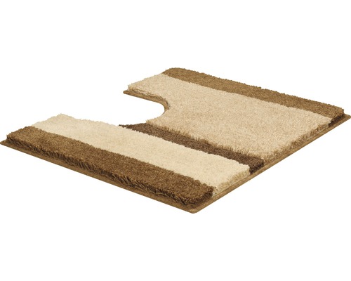 Tapis de bain à poils longs avec motif rayé et découpe WC