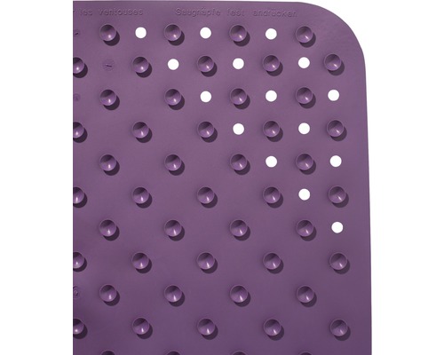 Tapis de bain lilas avec ventouses et trous