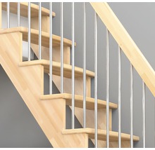 Escalier en bois avec rampe en métal