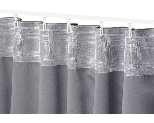 Rideau avec suspension à bande fronceuse sur tringle à rideau