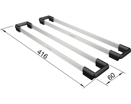 Deux supports de barre de toit en aluminium mesurant 416 x 60 mm