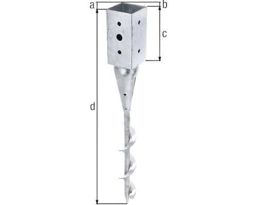 Pfostenanker mit Abmessungskennzeichnung