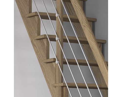 Escalier en bois avec garde-corps en câbles d''acier inoxydable