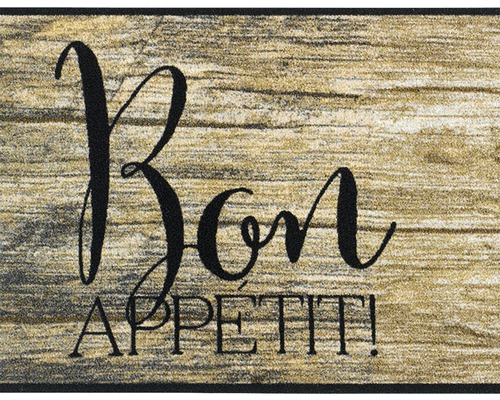 Paillasson avec l''inscription Bon appétit et aspect bois