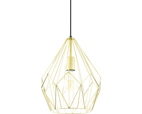 Suspension dorée avec design géométrique en fil de fer