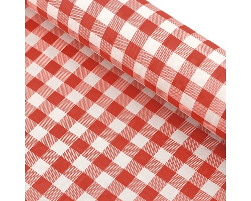 Rot-weiss karierter Stoff auf Rolle