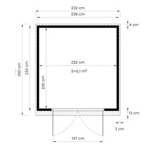 Gartenhaus Bertilo Woodline Pultdach mit Fußboden 226 x 240 cm natur