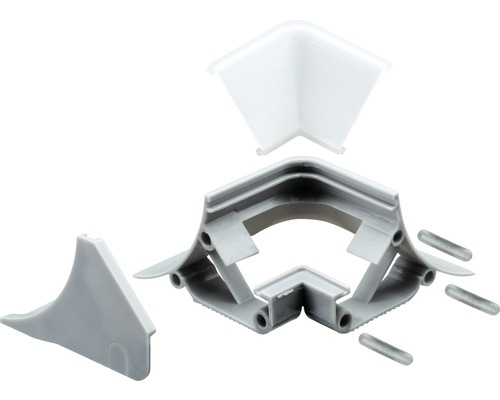 Eckverbindungsset für Sockelleisten, bestehend aus Eckstücken und Verbindungsstiften