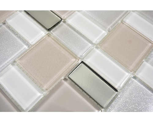 Mosaïque en verre avec éléments carrés et rectangulaires