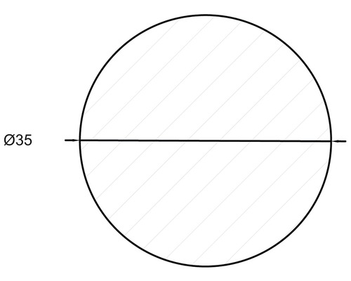 Dessin technique d''un cercle de diamètre 35 millimètres