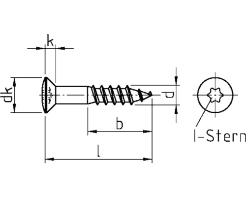 Schéma technique d''une vis avec entraînement en étoile I