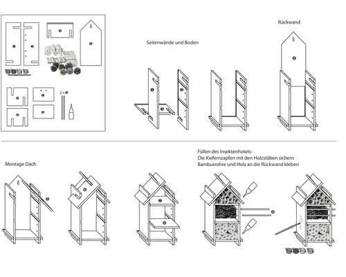 Montageanleitung für ein Insektenhotel im Bausatz
