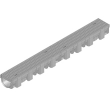 Gouttière en plastique Hauraton TOP X en PP avec grille passerelle maillage 8/21 noir 1000 x 119 x 89 mm-thumb-0