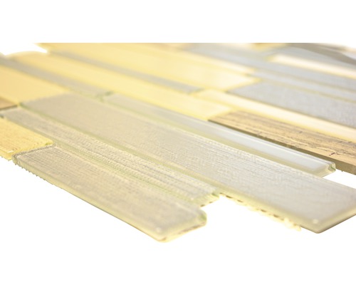 Mosaikfliese aus Glas und Holz