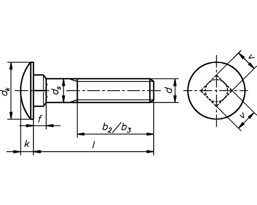 Dessin technique d''un rivet à tête demi-ronde avec dimensions