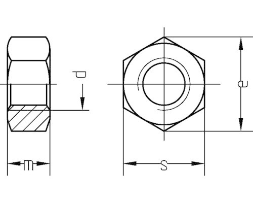 Dessin technique d''un écrou hexagonal avec indications de dimensions