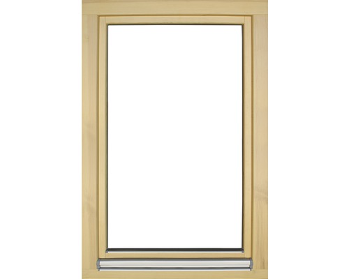 Holzfensterrahmen mit silberfarbener Fensterbank