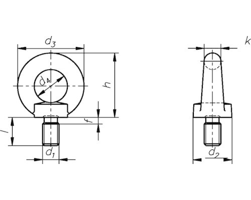 Technische Zeichnung eines Rings mit Gewindezapfen und Bemaßung