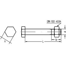 Dessin technique d''une vis à tête hexagonale avec indications de dimensions