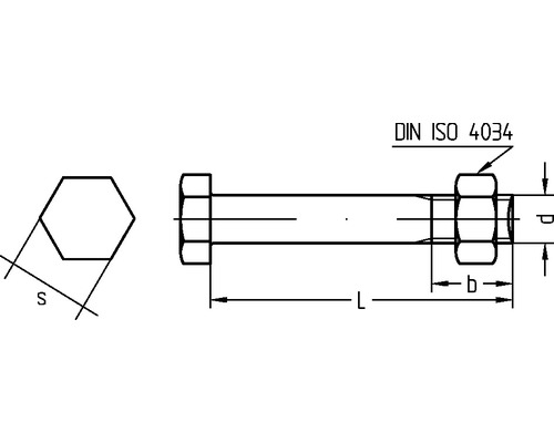 Dessin technique d''une vis à tête hexagonale avec indications de dimensions