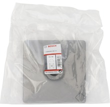 Logo Bosch. Plaque de montage carrée de dimensions 150 x 150 millimètres dans son emballage.