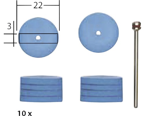 Set de disques abrasifs, 10 pièces, avec mandrin
