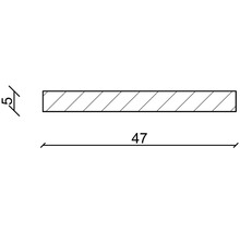 Dessin technique d''une pièce de bois mesurant cinq par 47 millimètres