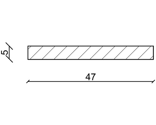 Dessin technique d''une pièce de bois mesurant cinq par 47 millimètres