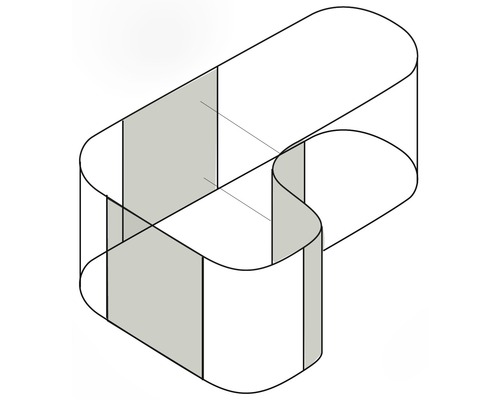 Draufsicht eines U-förmigen Regals