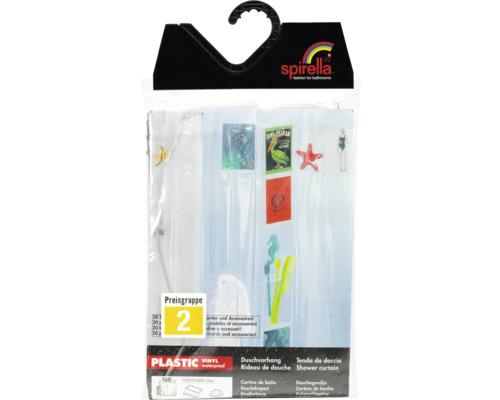 Rideau de douche Spirella Postcard, 180x200 cm, en plastique