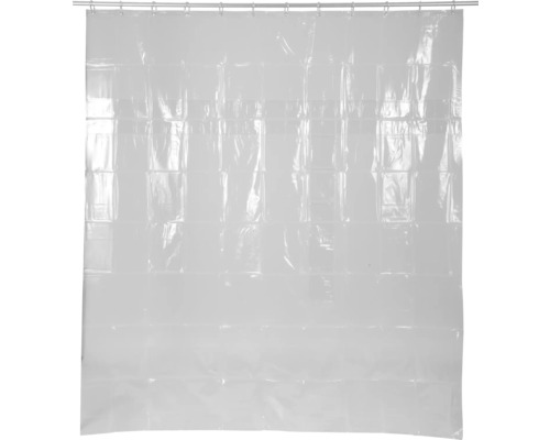 Rideau de douche transparent avec motif carré