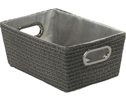 Panier de rangement tressé avec doublure en tissu et poignées en métal