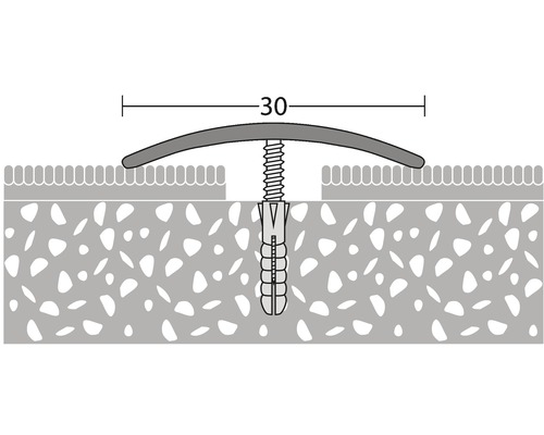 Illustration d''un profilé de transition avec vis et cheville, largeur 30